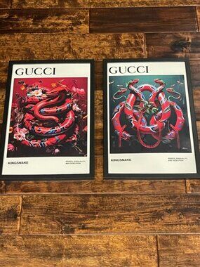 Gucci INSPRIED Framed Art Prints 11x17 Set of 2 Black Frame Wall Decor